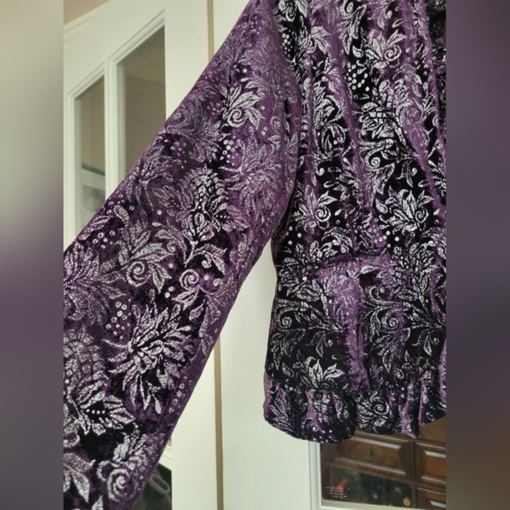 Bob Mackie‎ Studio purple velvet short jacket size 8 - Picture 4 of 7